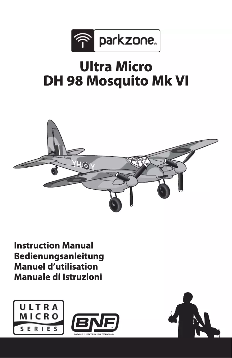 Page 1 de la notice Manuel utilisateur ParkZone Ultra Micro Mosquito Mk VI BNF