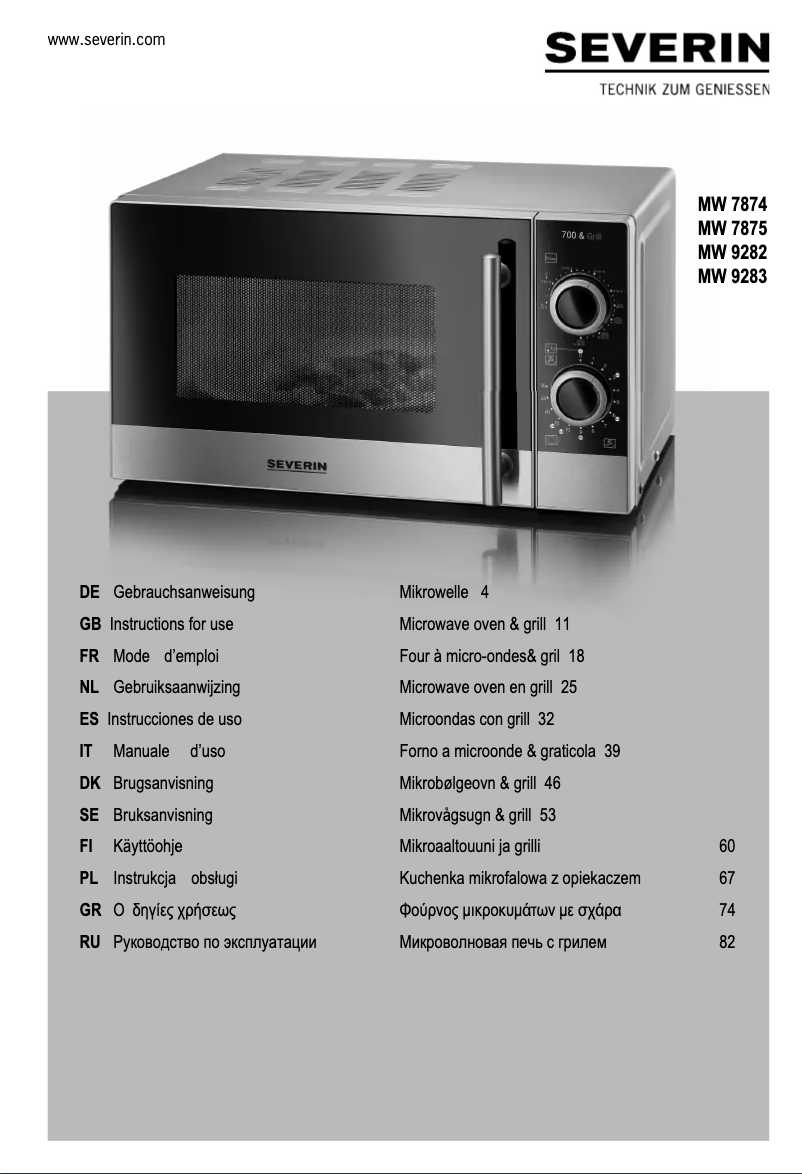 Image de la première page du manuel de l'appareil MW 9283
