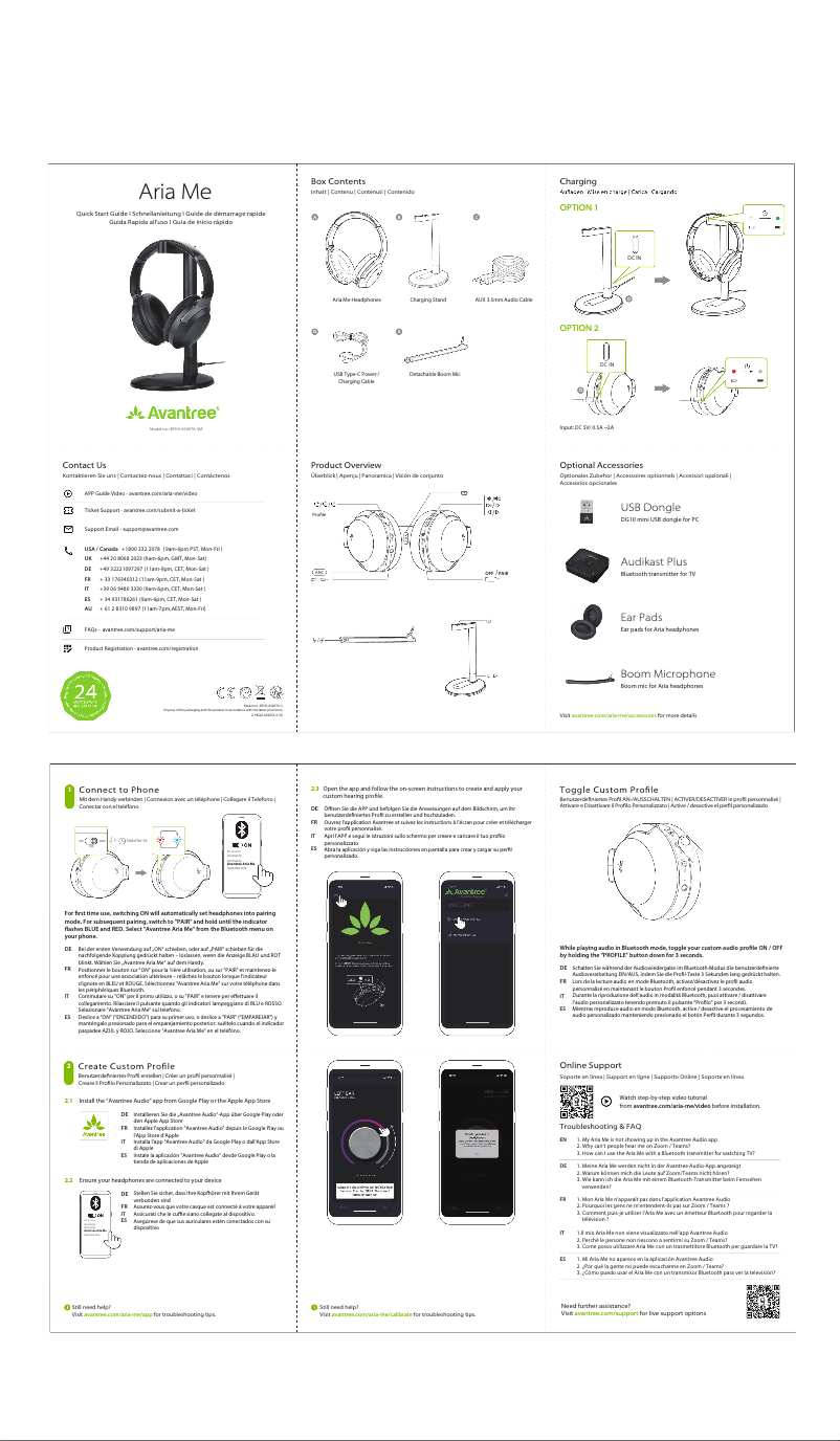 Page 1 de la notice Manuel utilisateur Avantree Aria Me S