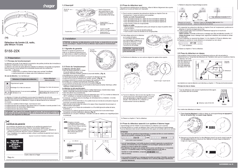 Page 1 de la notice Manuel utilisateur Hager S155-22X