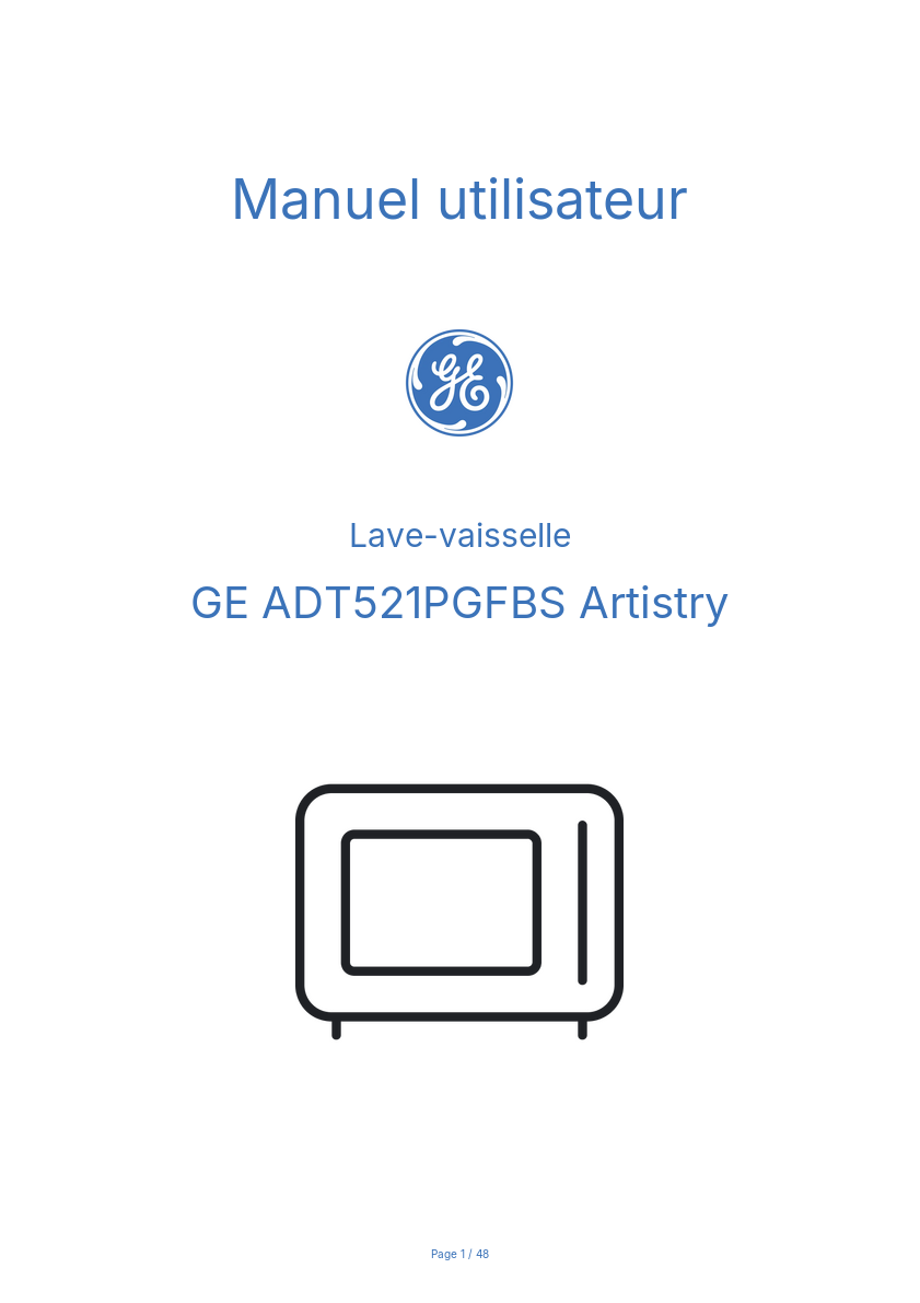 Page n°1 - Manuel utilisateur GE ADT521PGFBS Artistry