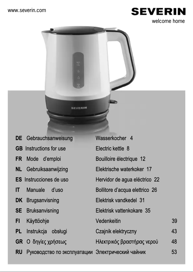 Page 1 de la notice Manuel utilisateur Severin WK 3384