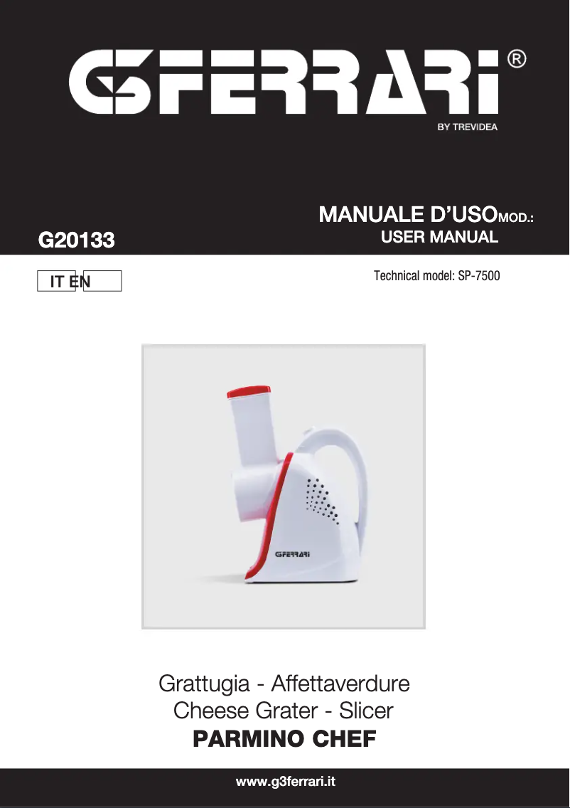 Image de la première page du manuel de l'appareil Parmino Chef G20133