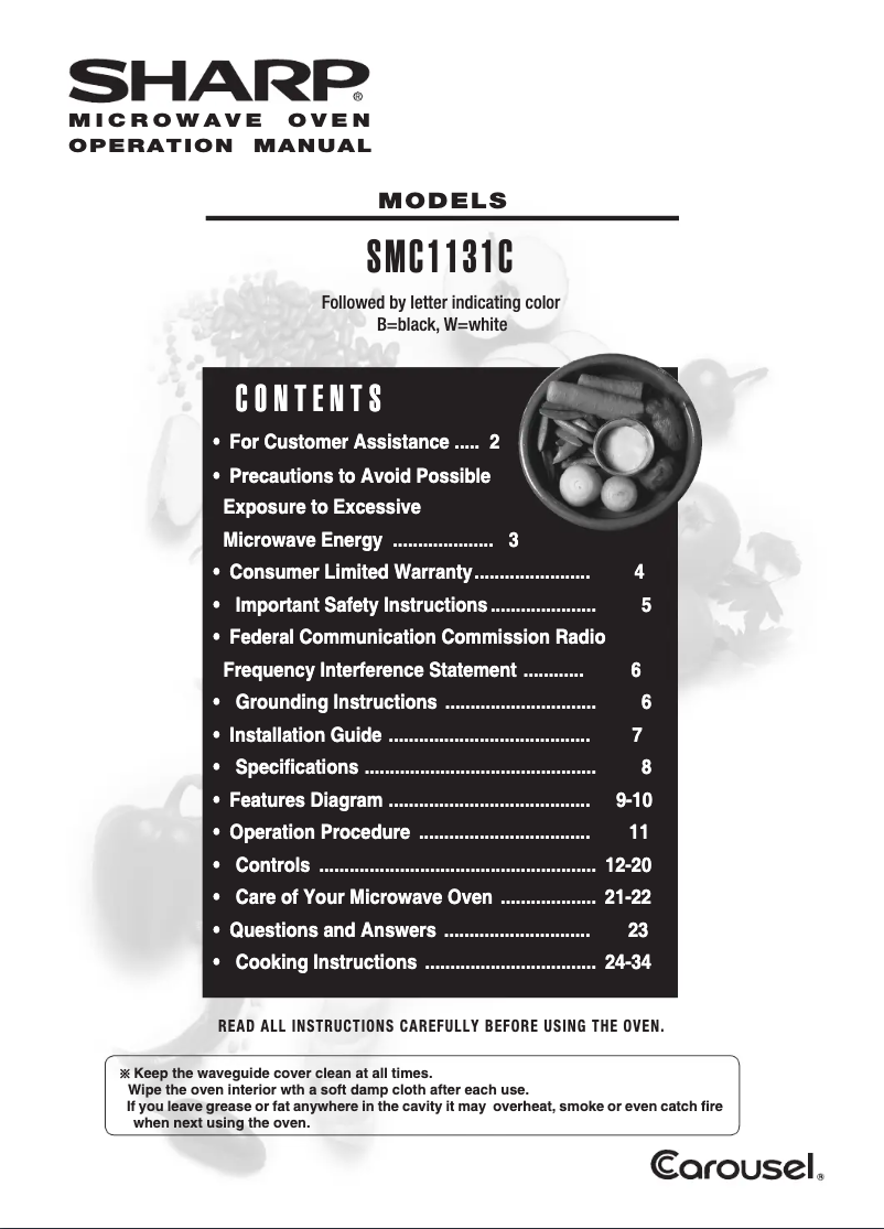 Page n°1 - Manuel utilisateur Sharp SMC1131CW