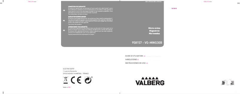 Image de la première page du manuel de l'appareil VG-MWG30B