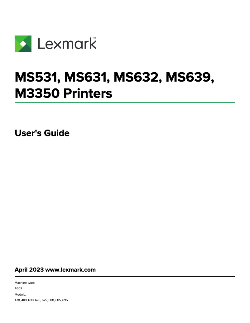 Page n°1 - Manuel utilisateur Lexmark MS631dw