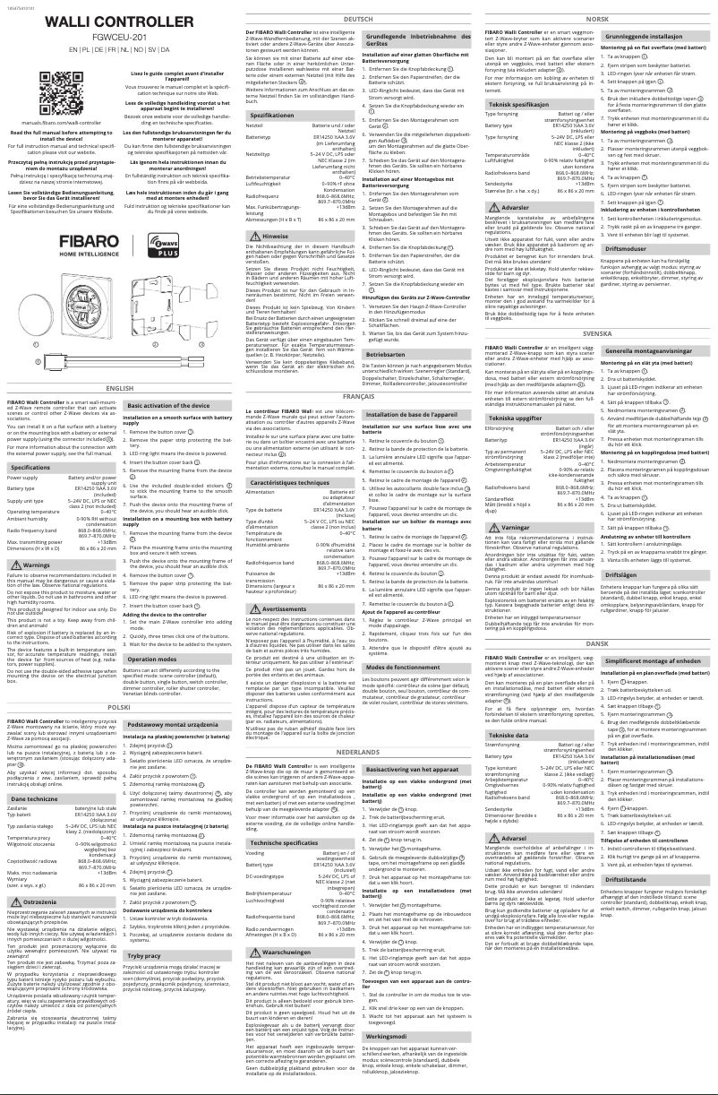 Page n°1 - Manuel utilisateur Fibaro FGWCEU-201