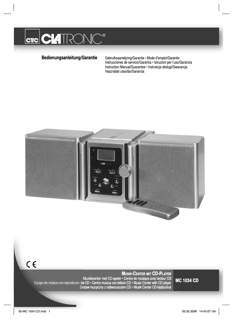 Page 1 de la notice Manuel utilisateur Clatronic MC 1034 CD