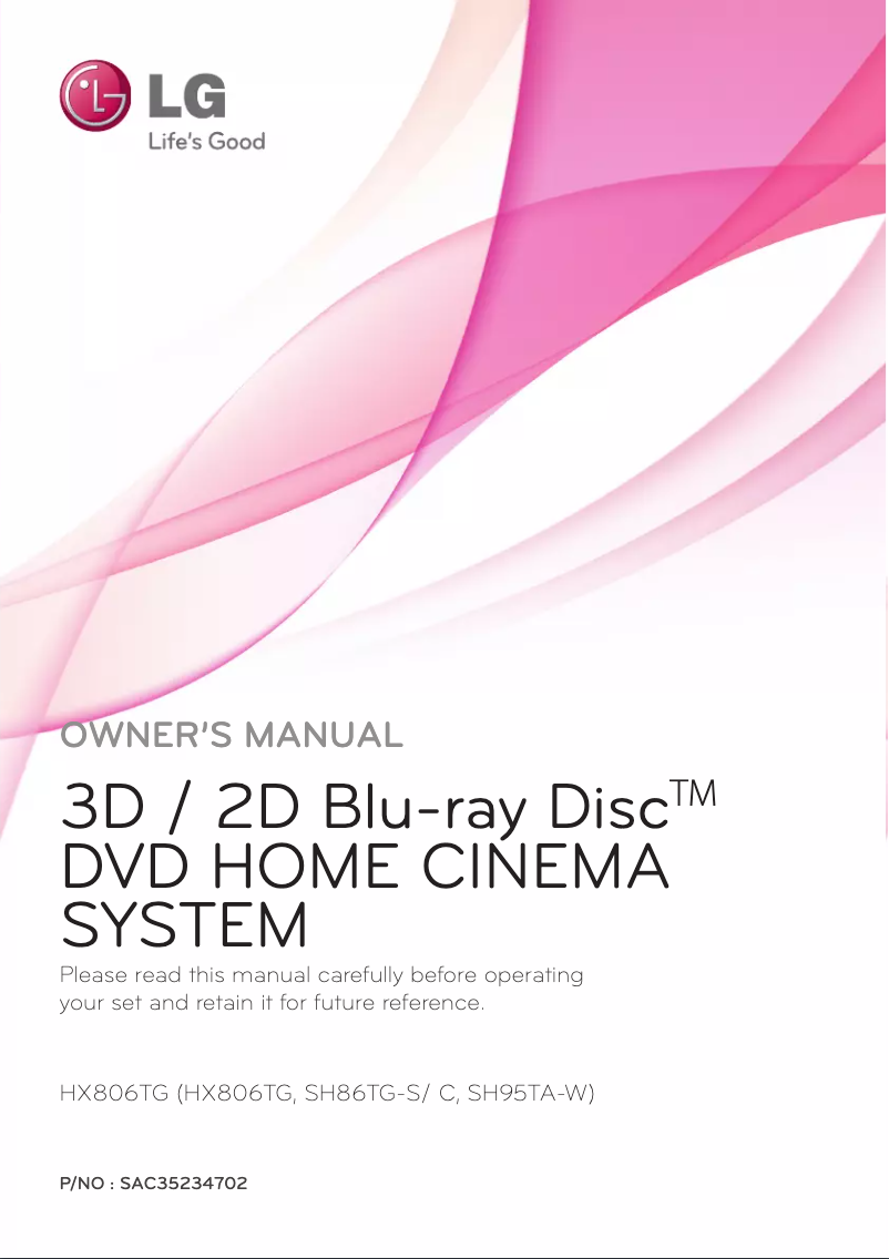 Page 1 de la notice Manuel utilisateur LG HX806TG