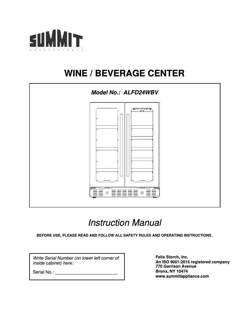 Page 1 de la notice Manuel utilisateur Summit ALFD24WBV