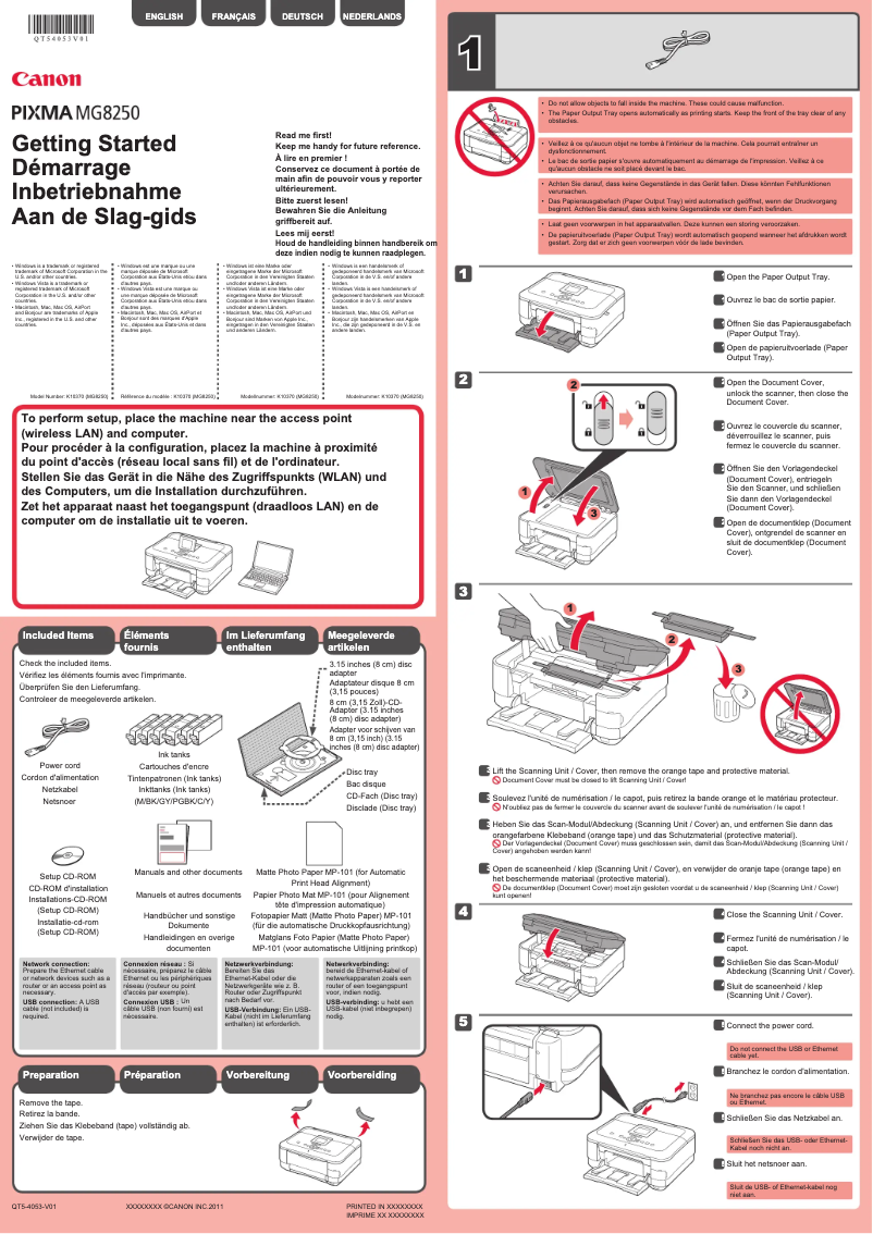 Page 1 de la notice Mode d'emploi Canon Pixma MG8240
