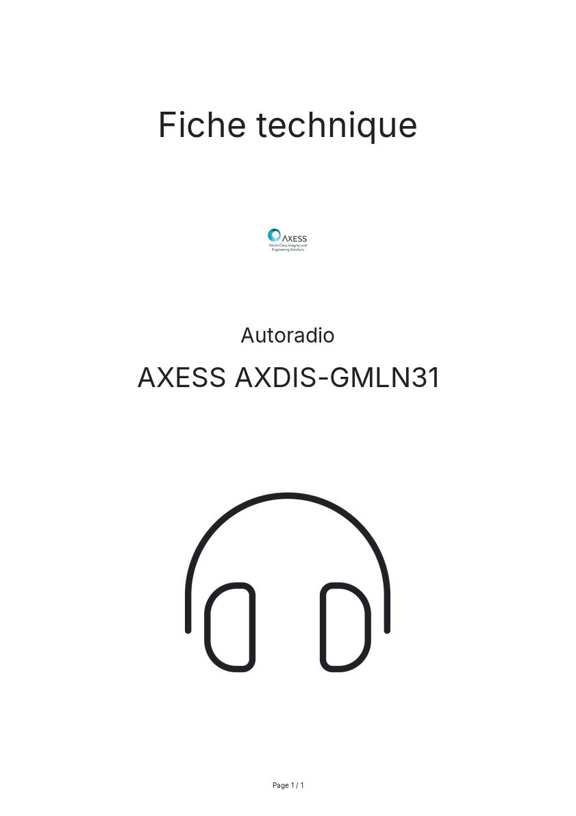 Image de la première page du manuel de l'appareil AXDIS-GMLN31