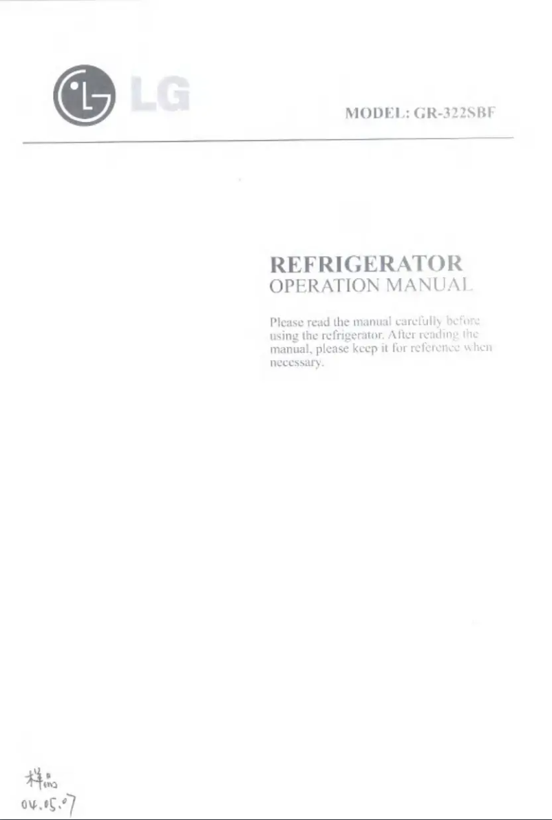 Page 1 de la notice Manuel utilisateur LG GR-322SVF