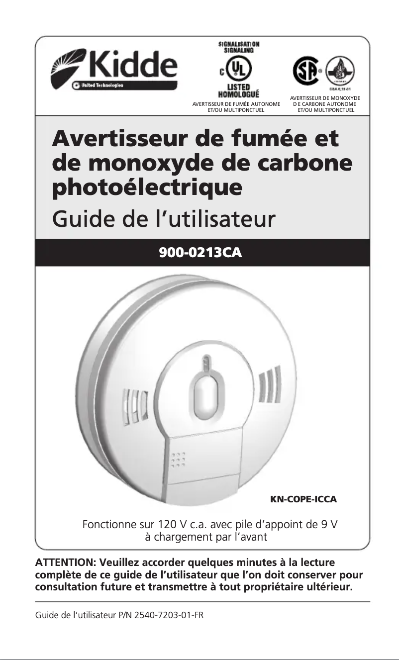 Image de la première page du manuel de l'appareil 900-0213CA