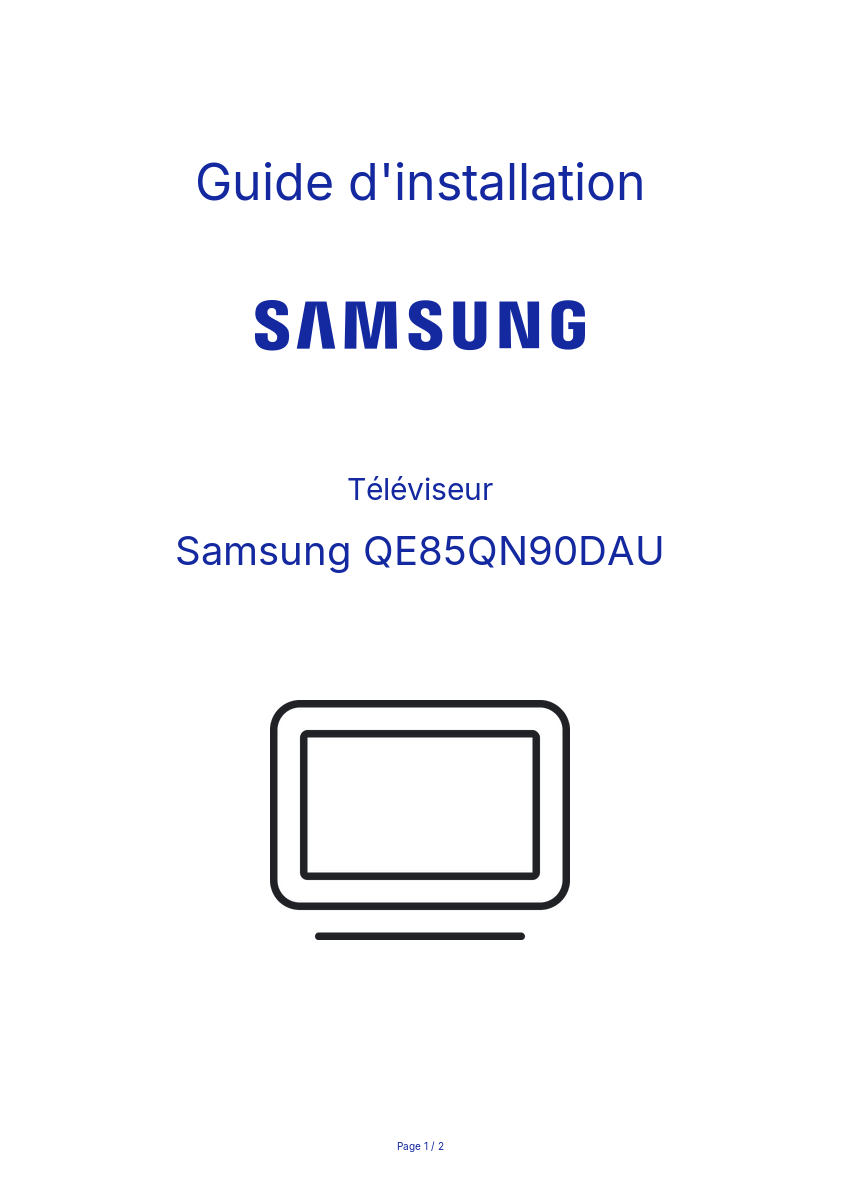 Page n°1 - Guide d'installation Samsung QE85QN90DAU