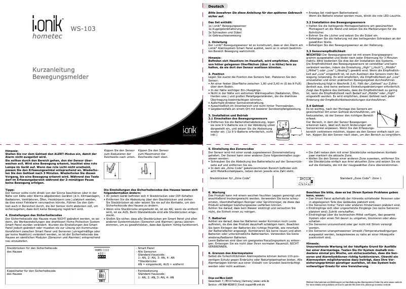 Page n°1 - Manuel utilisateur CnMemory i.onik WS-103