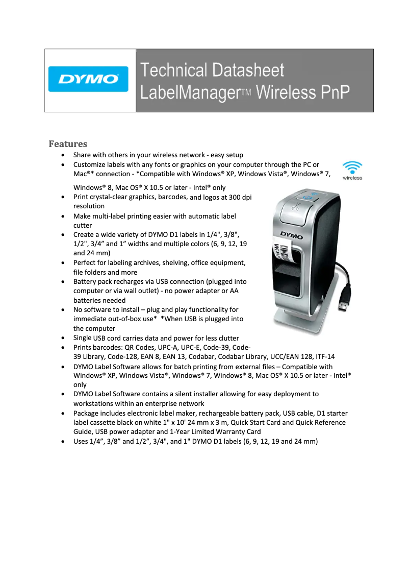 Image de la première page du manuel de l'appareil LabelManager Wireless PnP