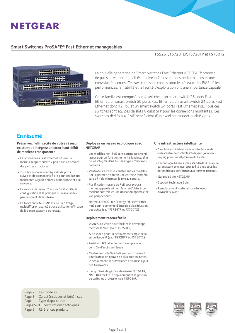Page n°1 - Fiche technique Netgear FS750T2