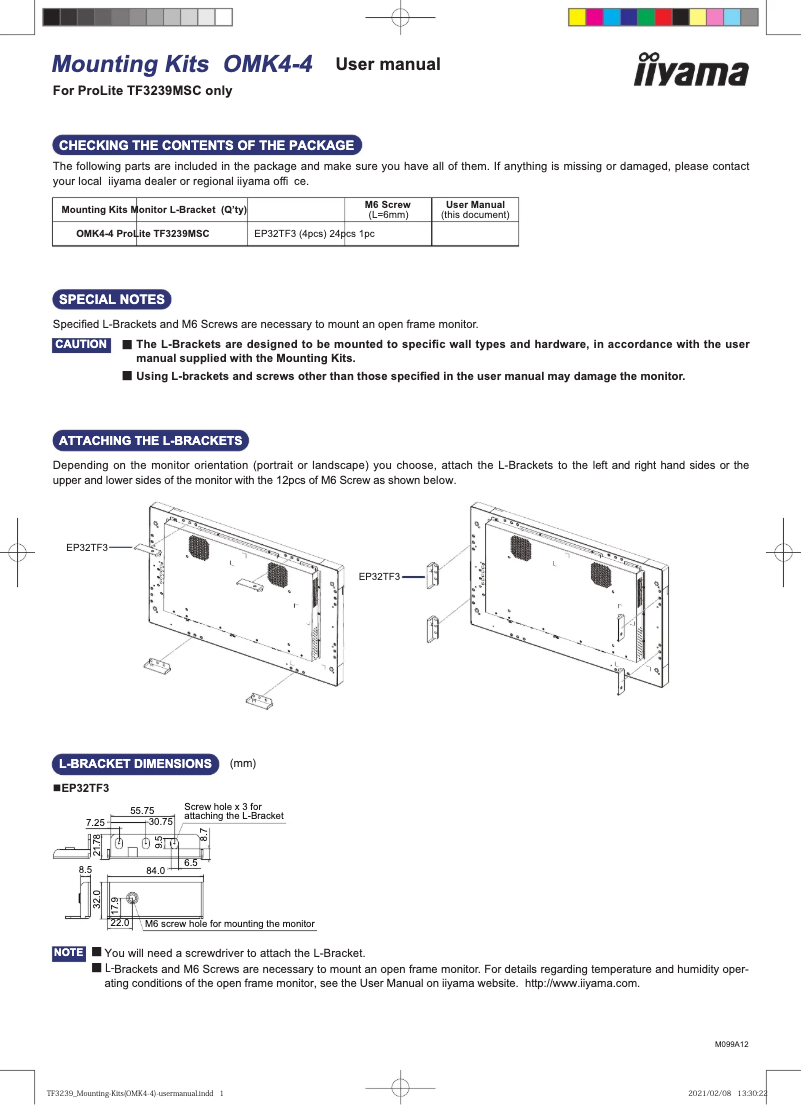 Page 1 de la notice Manuel utilisateur Iiyama OMK4-4