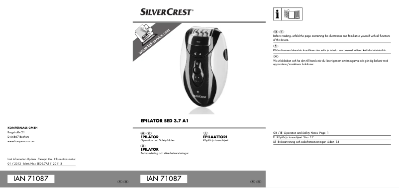 Page 1 de la notice Manuel utilisateur SilverCrest SED 3.7 A1