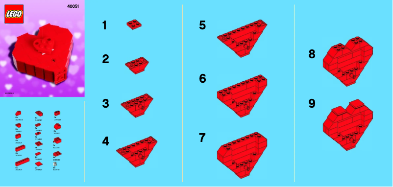 Page 1 de la notice Manuel utilisateur Lego Valentine.s Day Heart Box