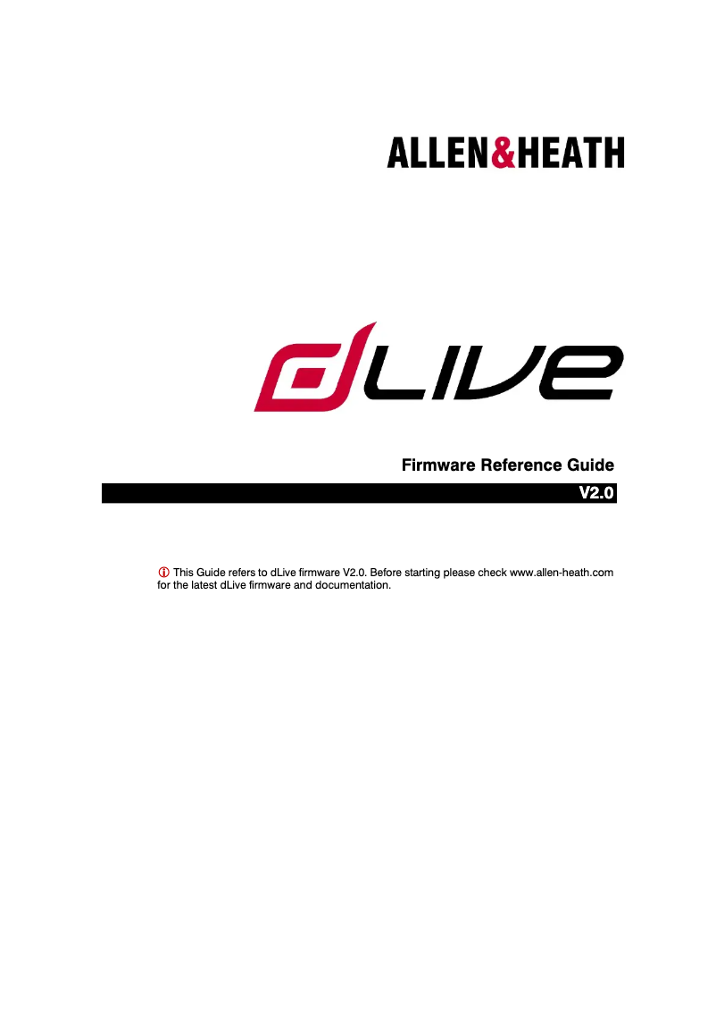 Page n°1 - Manuel utilisateur Allen & Heath dLive C2500