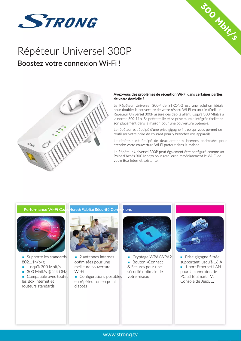 Page 1 de la notice Manuel utilisateur Strong Universal Repeater 300P