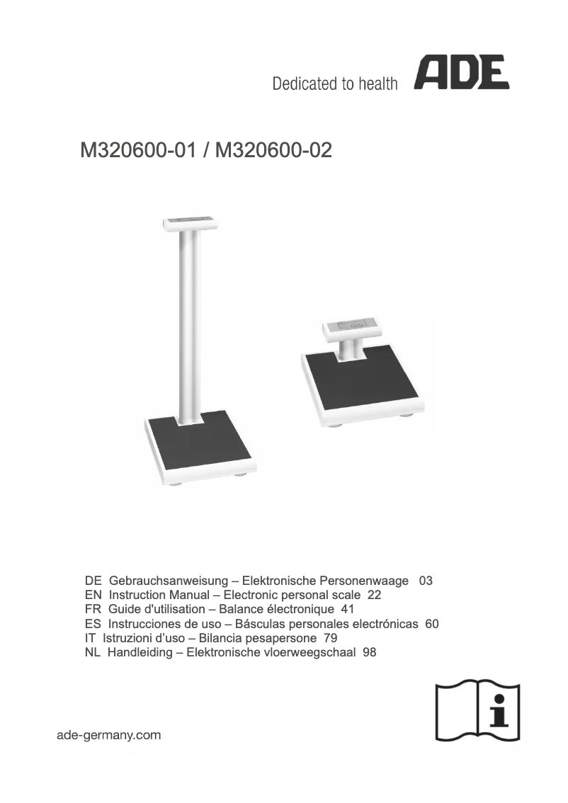 Image de la première page du manuel de l'appareil M320600-01