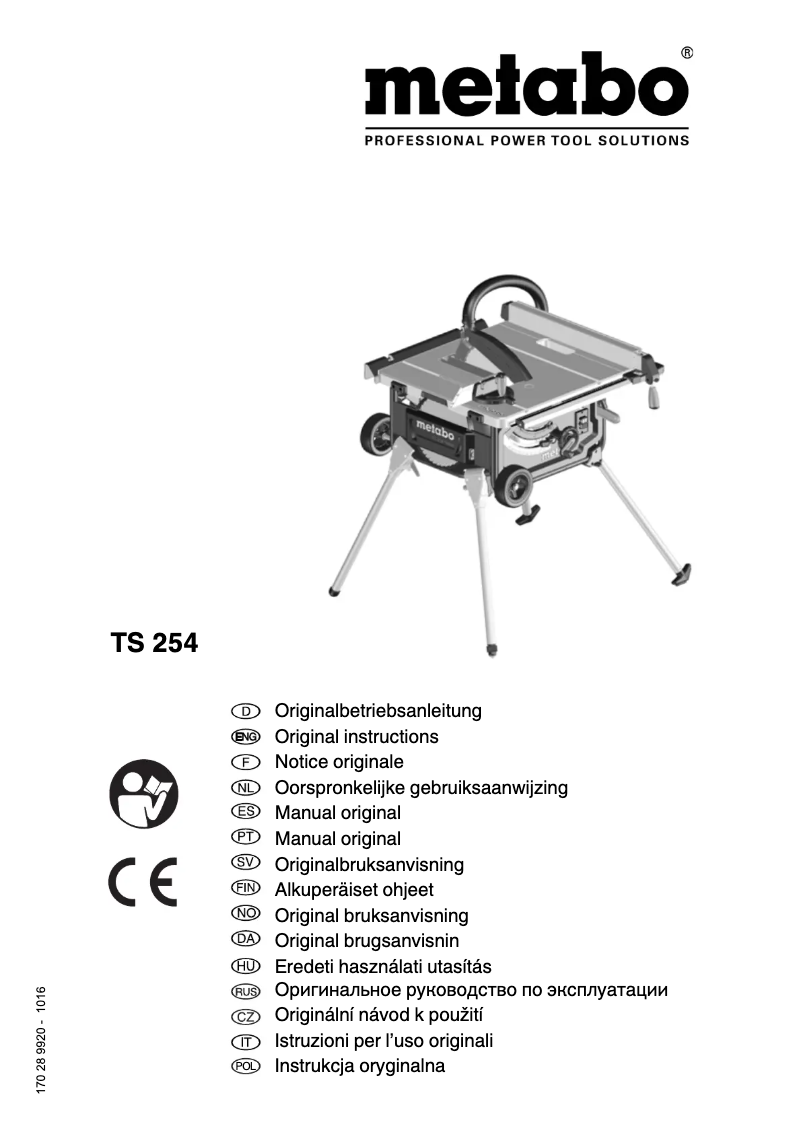 Page 1 of the manual User Manual Metabo TS 254