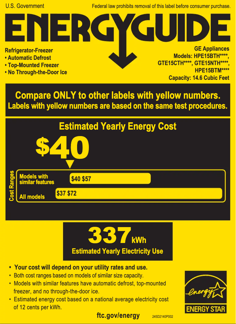 Image de la première page du manuel de l'appareil GTE15CTHRWW