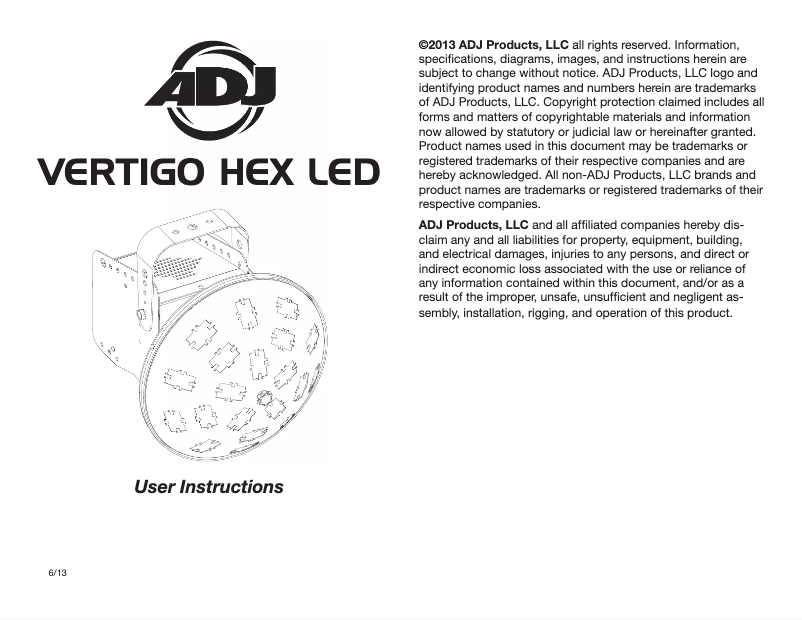 Image de la première page du manuel de l'appareil Vertigo HEX LED