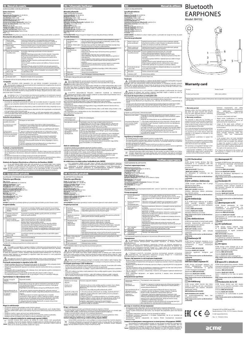 Page 1 de la notice Manuel utilisateur Acme Made BH102