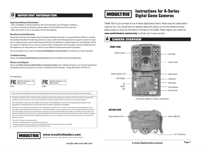 Image de la première page du manuel de l'appareil A-20i