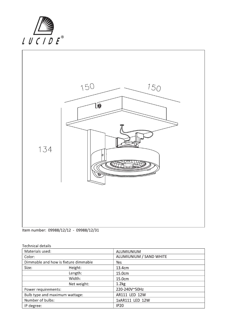 Page n°1 - Manuel utilisateur Lucide Spectrum 09988/12/31