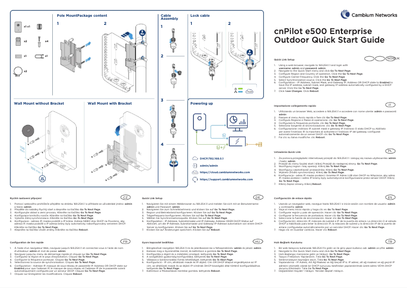 Page n°1 - Manuel utilisateur Cambium Networks cnPilot e500