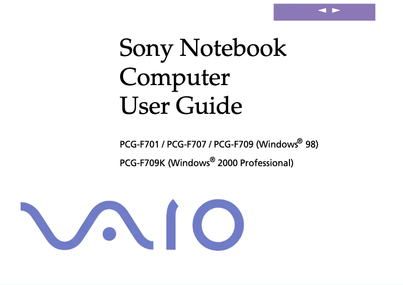 Page n°1 - Manuel utilisateur Sony Vaio PCG-F707