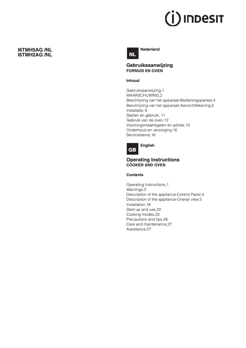 Image de la première page du manuel de l'appareil I6TMH5AG(X)/NL
