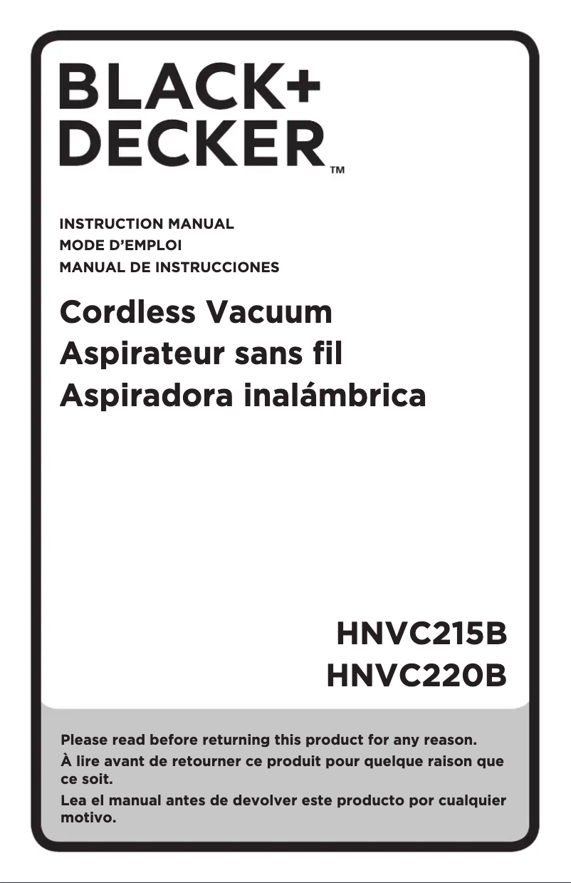 Page n°1 - Manuel utilisateur Black & Decker HNVC220BCZ01