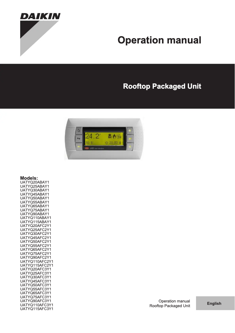 Page n°1 - Manuel utilisateur Daikin UATYQ65AFC3Y1