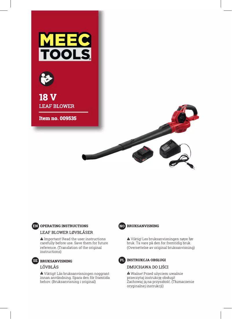 Page 1 de la notice Manuel utilisateur Meec Tools 009-535