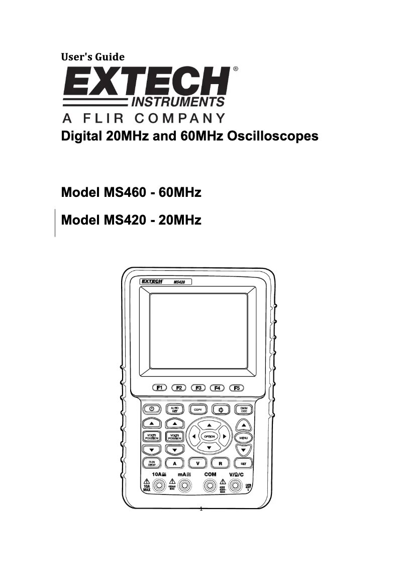 Page n°1 - Manuel utilisateur Extech MS460