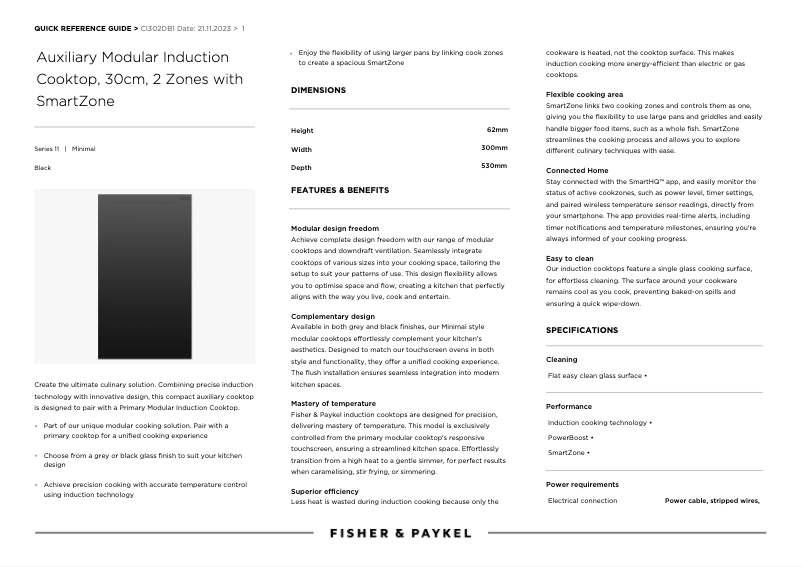 Page n°1 - Fiche technique Fisher & Paykel CI302DB1