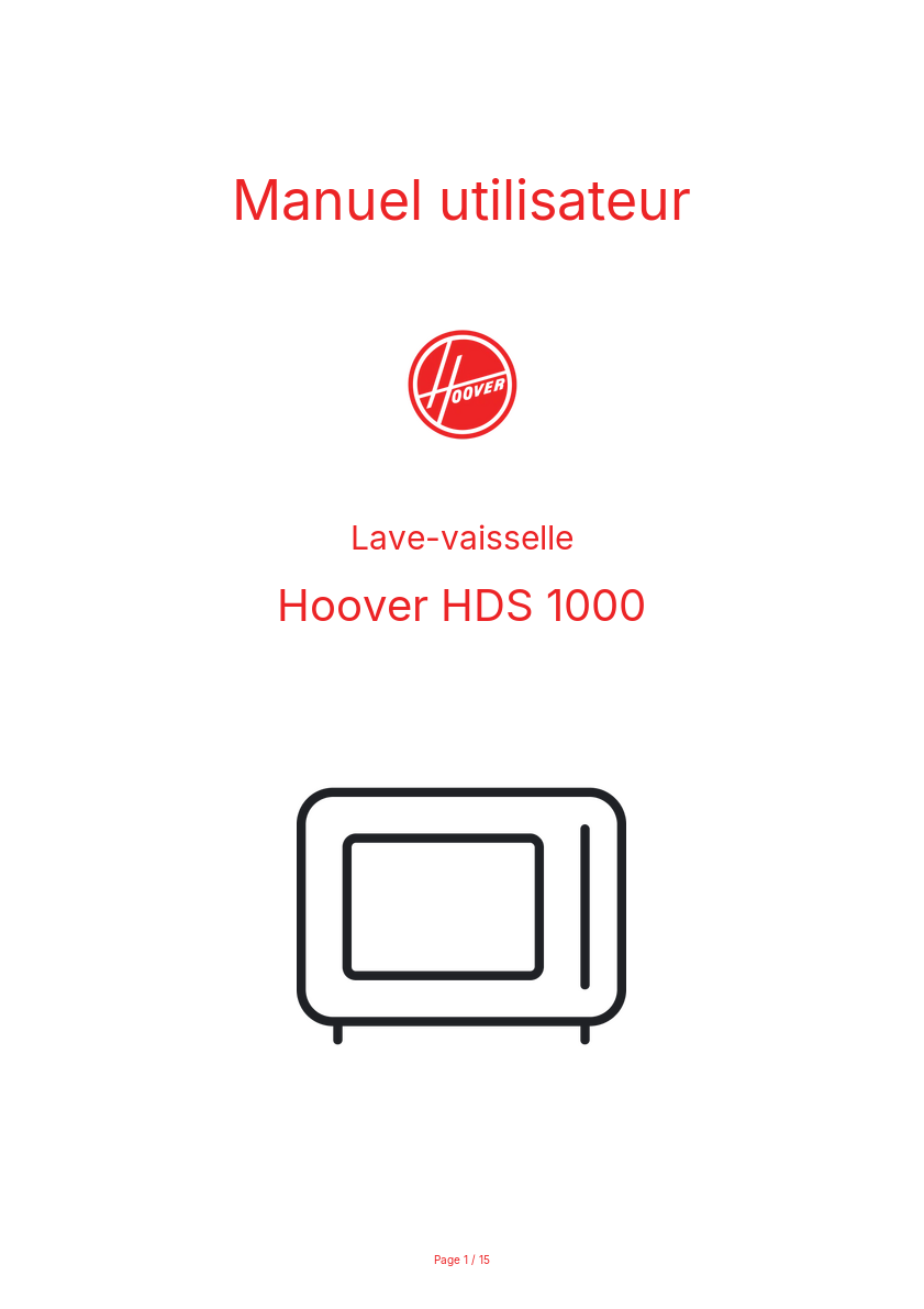Page n°1 - Manuel utilisateur Hoover HDS 1000