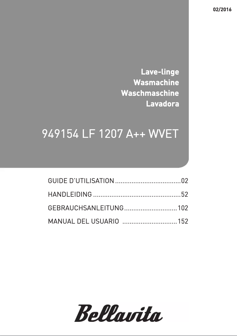 Page n°1 - Manuel utilisateur Bellavita LF 1207 A++ WVET