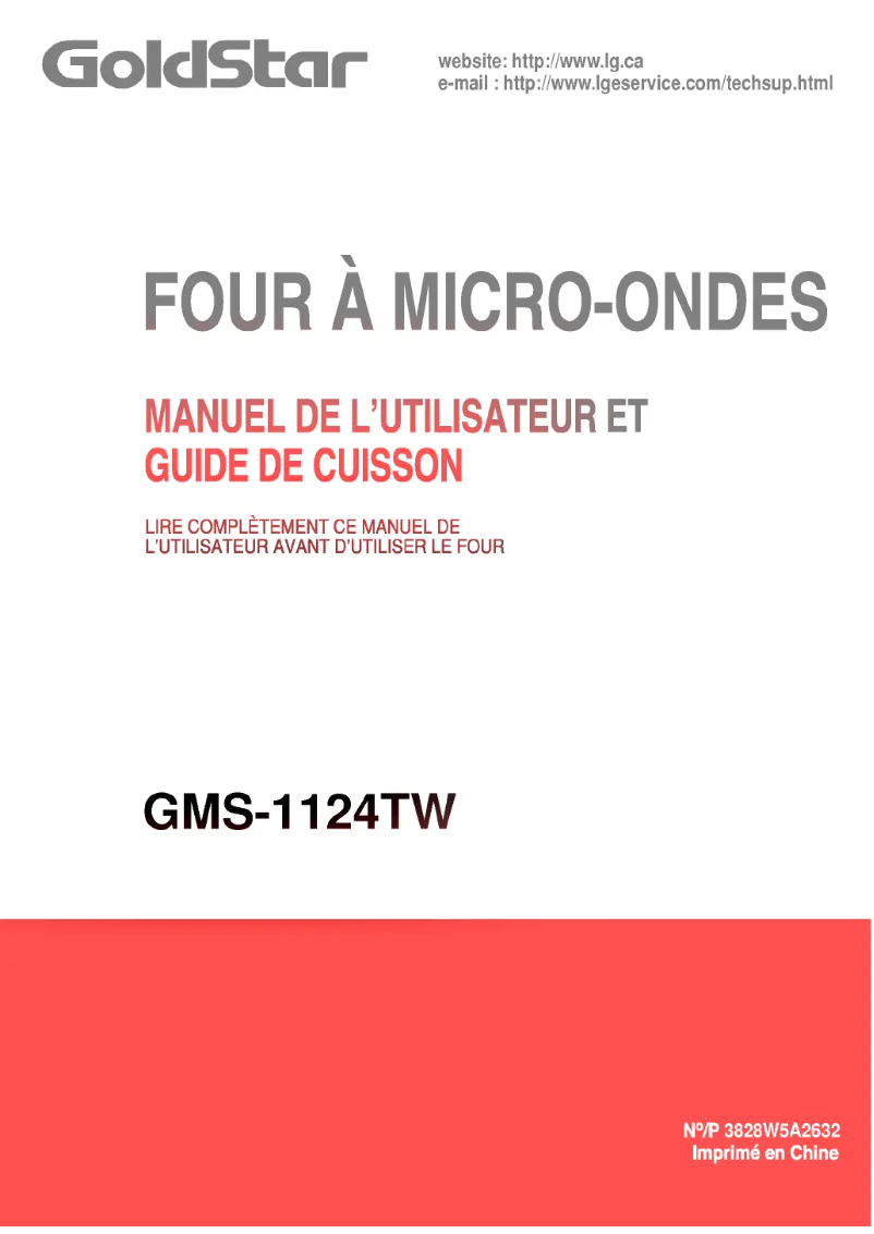 Image de la première page du manuel de l'appareil GMS-1124TW