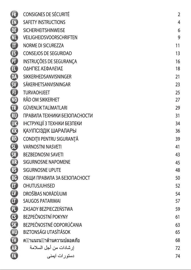 Page n°1 - Instructions de sécurité Tefal ZN655