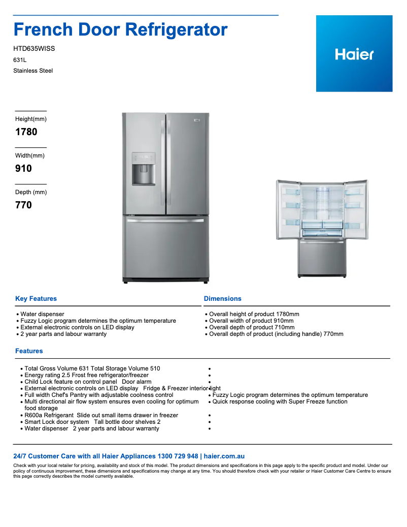 Image de la première page du manuel de l'appareil HTD635WISS