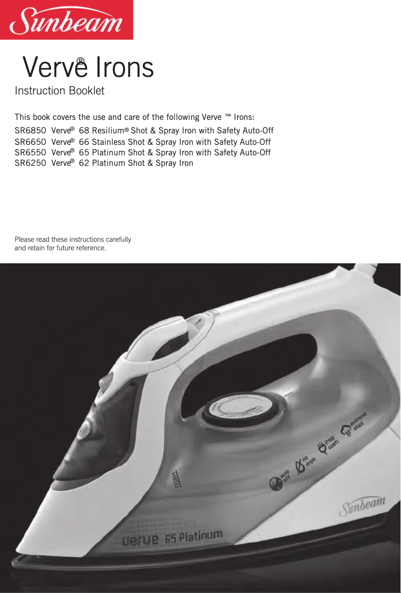 Image de la première page du manuel de l'appareil Verve SR6250