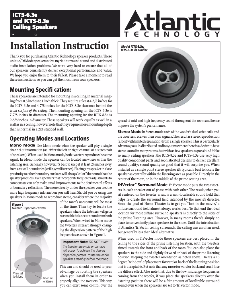 Page 1 de la notice Manuel utilisateur Atlantic IC-6.3-S