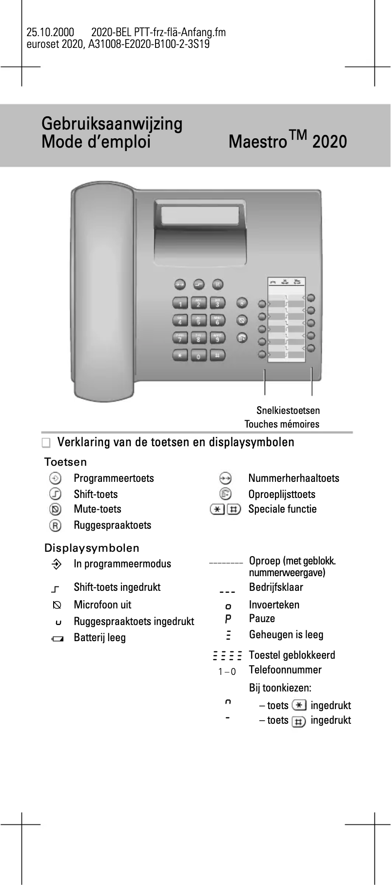 Page 1 de la notice Manuel utilisateur Belgacom Maestro 2020